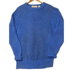VTG Hardwood & Pine Men Medium Blue Ribbed Knit Sweater Cotton Preppy Y2K